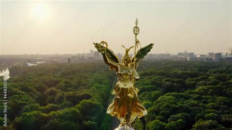 Establishing Aerial View Of Berlin Cityscape With Victory Column