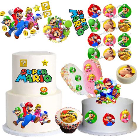 Super Mario Bros Edible Cake Stickers Mini Cakecicle Dessert Edible