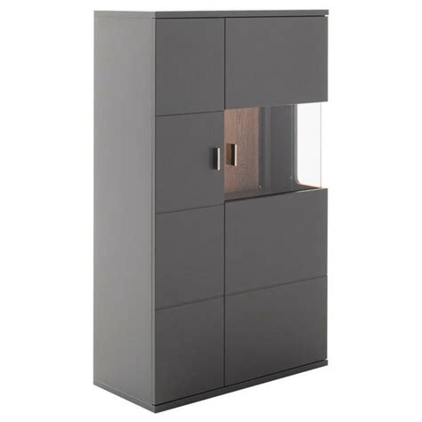 Hom in Highboard Grau Eiche Holzwerkstoff 6 Fächer 80x134x37 cm