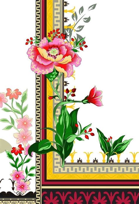 Pin By Mahi Mughal On Digital Borders Design Flower Drawing Folk Art