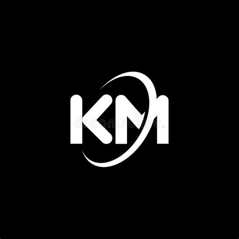 Km K M Letter Logo Design Initial Letter Km Linked Circle Uppercase