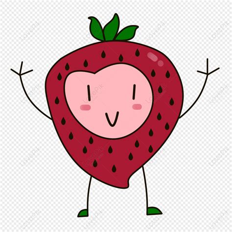 Fruit Cartoon Hand Painted Strawberry Fruit Pink Fruit Light Pink