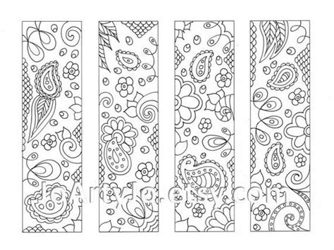 Printable Coloring Bookmarks Paisley Zentangle Inspired Sheet