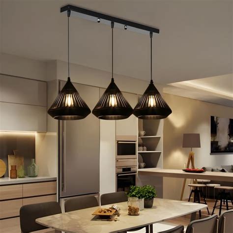 Conical Ceiling Pendant Light 3 Lights Modern Black Suspension Light ...