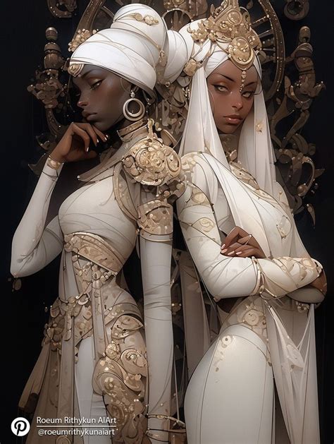 Two Black Women Dressed In White And Gold