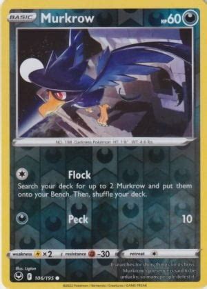 Murkrow Silver Tempest Reverse Holo Common Shady Bloom