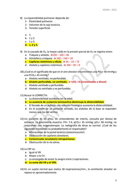 Solution Preguntas Fisio Respiratorio Studypool