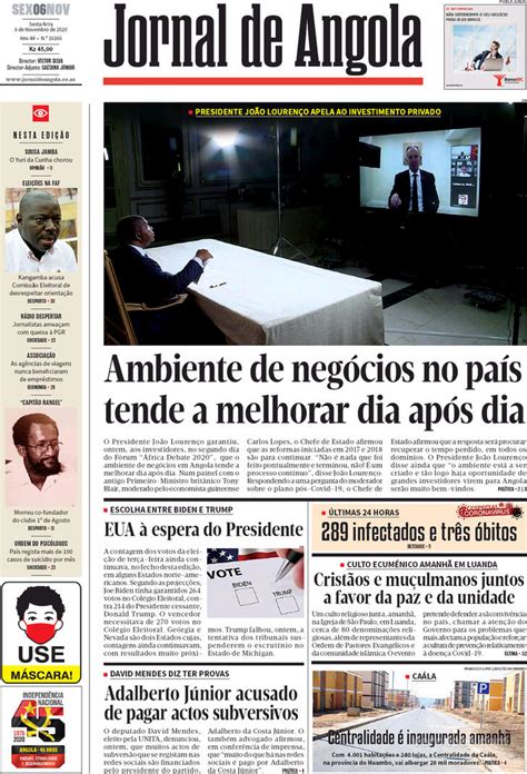 Capa Jornal De Angola De 2020 11 06