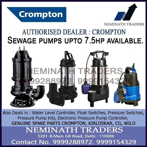 0 5 7 5 HP CROMPTON SEWAGE SUBMERSIBLE PUMP At Rs 10000 Piece In New