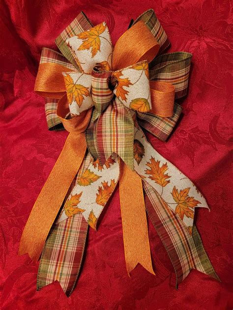 Fall Bow Bow For Wreath Bow For Lantern Oversized Bow Fall Leaves