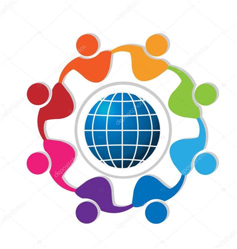 Teamwork People Around World Logo Vector — Stock Vector © Glopphy