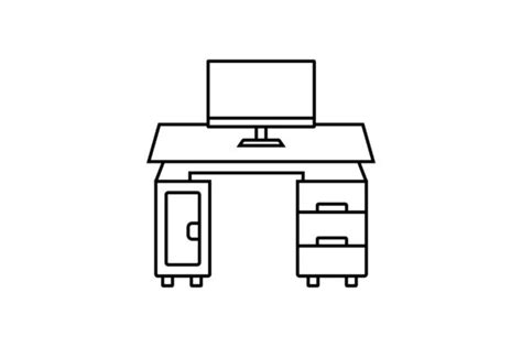 Office Desk Line Art Vector Icon Gr Fico Por Riduwanmolla Creative