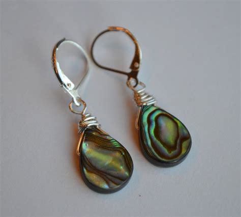 Handmade Abalone Paua Shell Teardrop Silver Earring Mercari