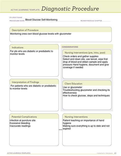 Active Learning Template Blood Glucose Self Monitoring Active