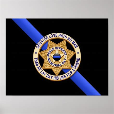 Thin Blue Line Flag & Badge Poster | Zazzle