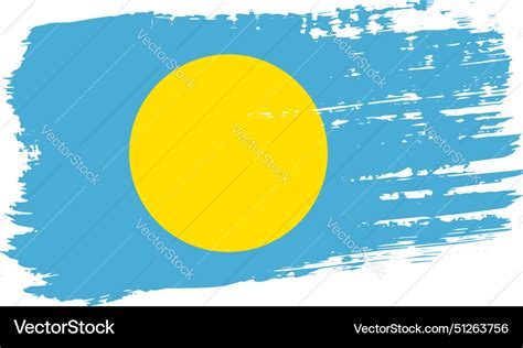 Palau Flag Wide Brush Stroke On Transparent Vector Image