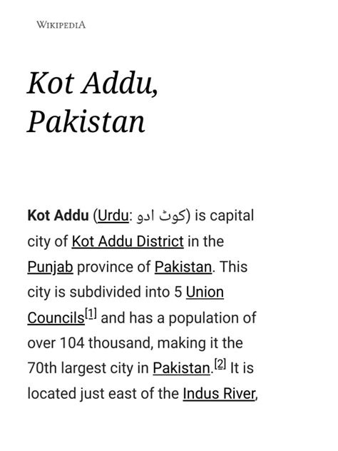 Kot Addu, Pakistan - Wikipedia | PDF