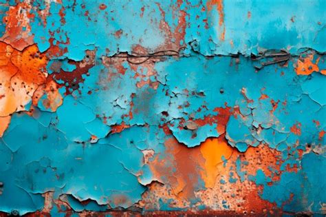 Superficie De Textura De Pintura Azul Agrietada Y Oxidada Foto Gratis