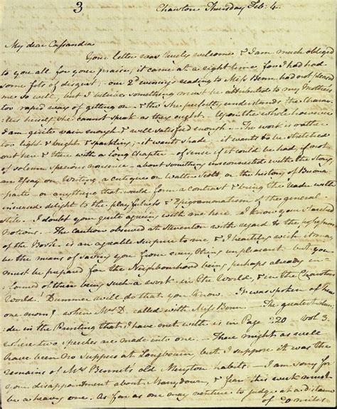 Letter From Jane Austen To Cassandra Austen 4 February 1813 Jane