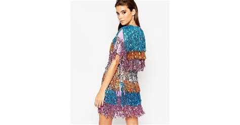 Asos Night Ombre Sequin Fringe Mini Dress Lyst