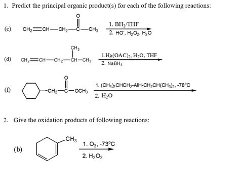 Solved Predict The Principal Organic Product S For Each Chegg