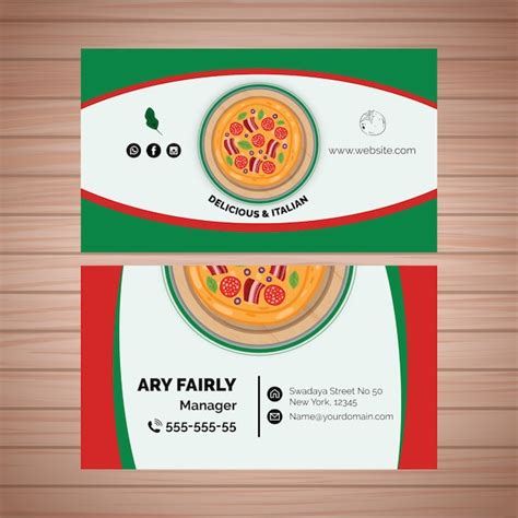 Double Sided Business Card Template For Pizza Restaurant Free Vector