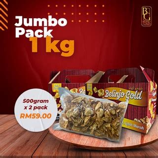 BELINJO GOLD Kerepek Emping Belinjau Pek JUMBO 2 X 500g Shopee