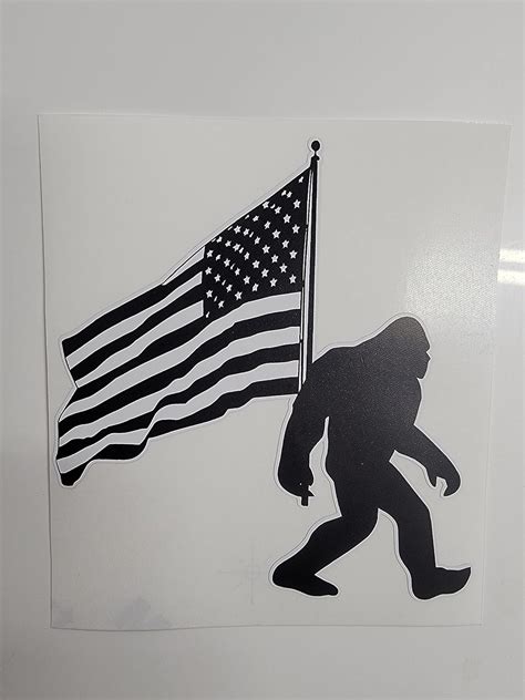 Amazon Bigfoot Sasquatch Bigfoot American Flag Durable Sticker