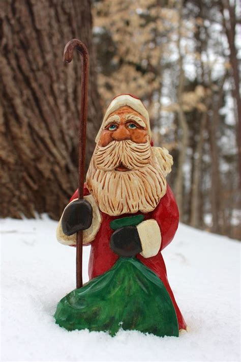 Santa With Staff The Woodcarver S Cabin