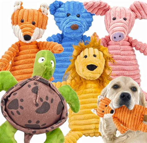 Ousiya 5 Pack Squeaky Dog Toys Plush Dog Toys Assortment Soft Dog Toys