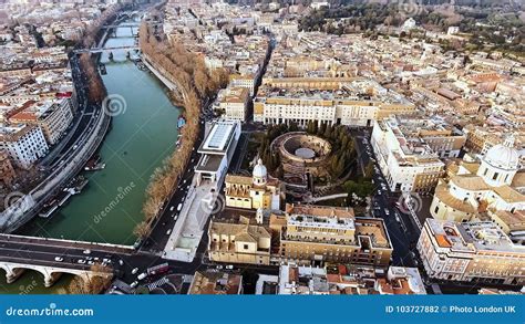 Aerial View Photo Of Historic Medieval Rome Cityscape In Italy Stock