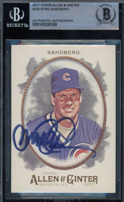 Ryne Sandberg Beckett Bas Signed Topps Allen And Ginter Autograph