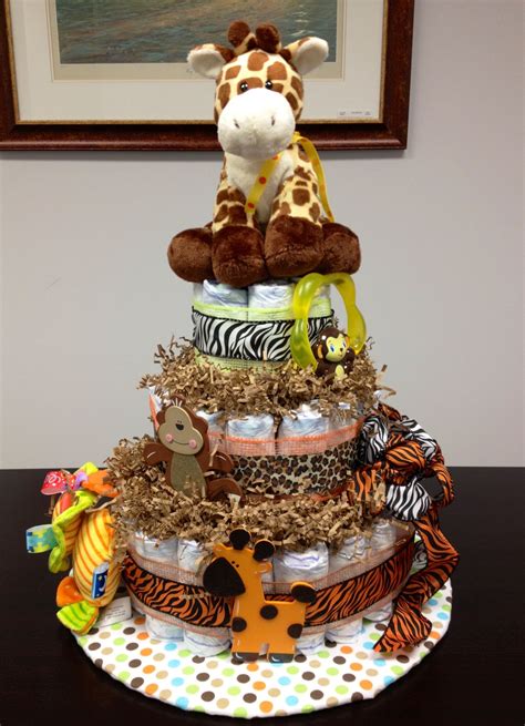 Jungle Themed Diaper Cake Baby Shower Brunch Baby Shower Cakes Baby