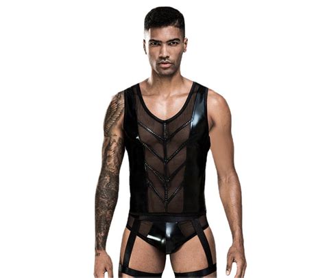 Black See Through Gay Nightclub Uniform Play Temptation Sexy Lingerie