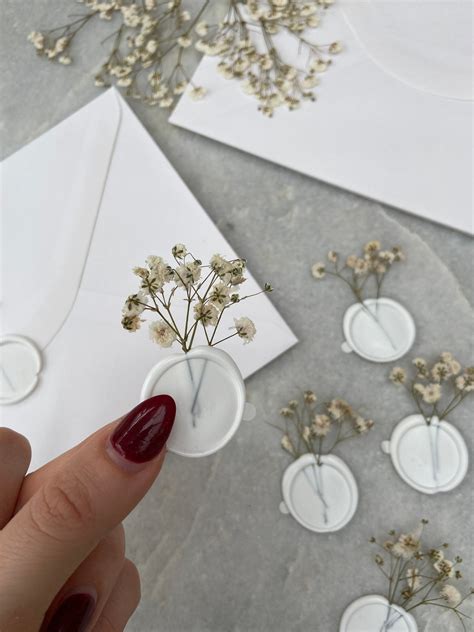 Peel And Stick Wax Seals With Dried Flower Gypsophila Etsy