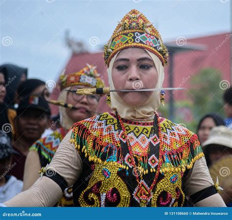 Mandau Dance By Tribe Dayak Borneo Indonesia Editorial Image Image Of