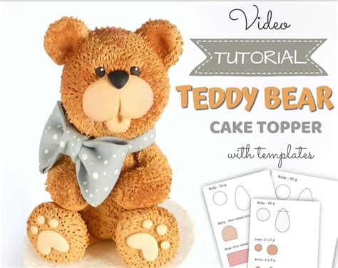 Set Of Teddy Bears Cake Toppers Video Tutorial With Templates Etsy