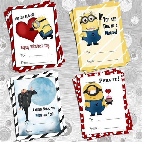 DIY Printable 4 Despicable Me Valentine S Cards Minions And Gru