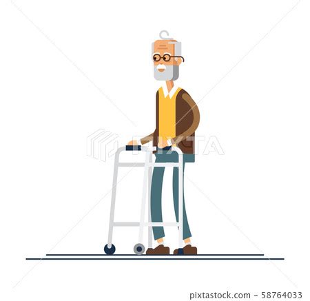 Grandpa Walking With A Walker Vector Stock Illustration 58764033