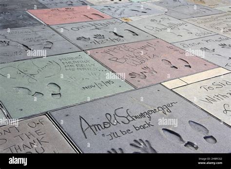 Celebrity Handprints in the sidewalk in front of Grauman's Chinese Theatre, Hollywood Stock ...