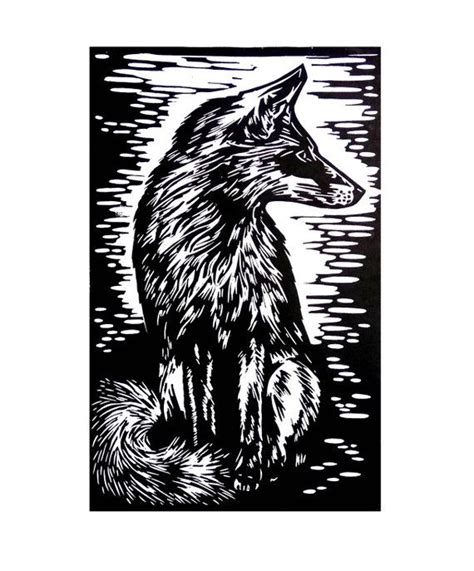 Fox Original Lino Print Illustration Etsy In 2021 Lino Print Art