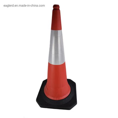 1m Traffic Warning Black Rubber Base PE Traffic Cone China Reflective