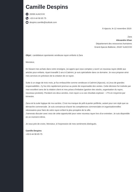 Lettre De Motivation Pour Candidature Spontan E Exemples