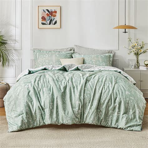 Bedsure 3 Pieces Sage Green Floral Comforter Sets 1 Soft Reversible