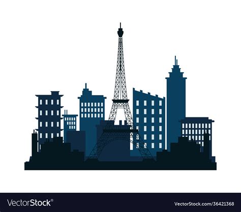 Paris city architecture silhouette icon Royalty Free Vector