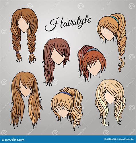 Different Cartoon Hairstyles Stock Vector Illustration Of Braid