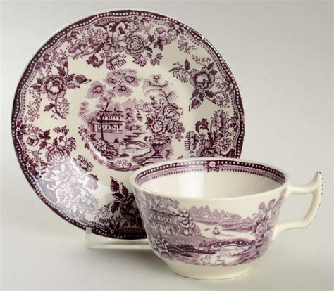 Tonquin Plum Flat Cup Saucer Set By Royal Staffordshire