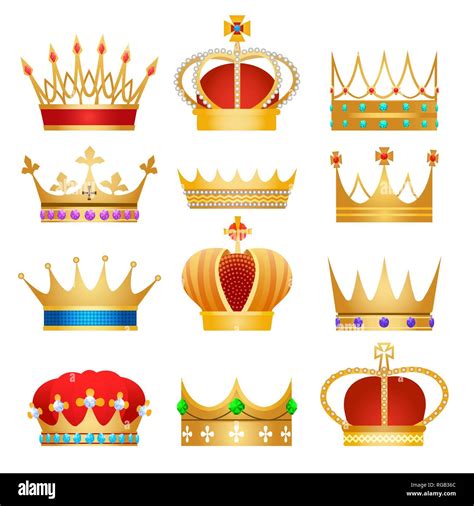 Rey Coronas De Oro Golden Royal Crown Conjunto Ilustraci N Vectorial