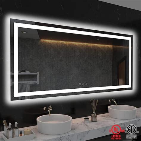 TOOLKISS 60 In W X 30 In H Rectangular Frameless LED Light Anti Fog