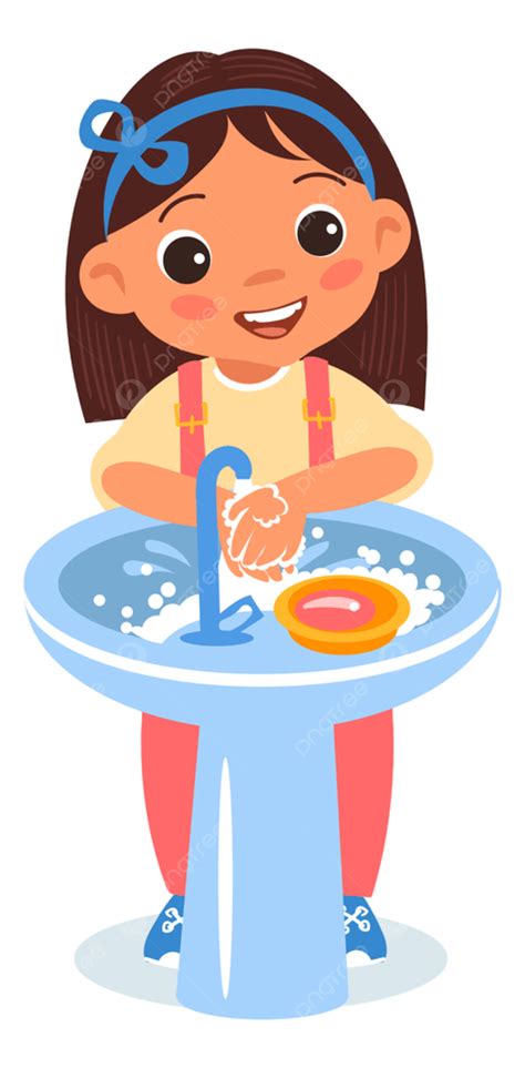 Niña Lavándose Las Manos En El Lavabo PNG dibujos Ilustración